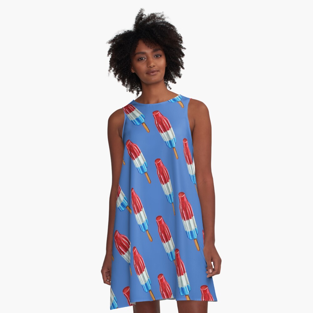 Fun Rocket Pop Popsicle Pattern A-Line Dress