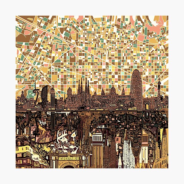 Item preview, barcelona skyline abstract designed and sold by BekimART2.