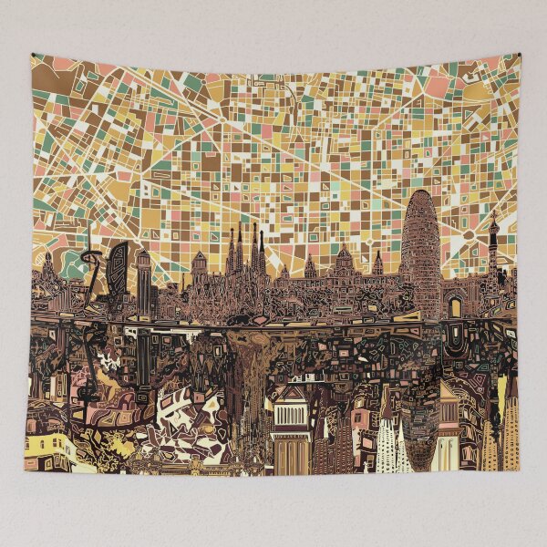 Item preview, barcelona skyline abstract designed and sold by BekimART2.