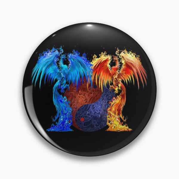 Item preview, Fantasy Fire And Ice Phoenix Red Blue Yin Yang designed and sold by Atteestude.