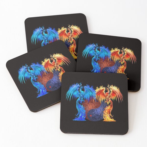 Item preview, Fantasy Fire And Ice Phoenix Red Blue Yin Yang designed and sold by Atteestude.