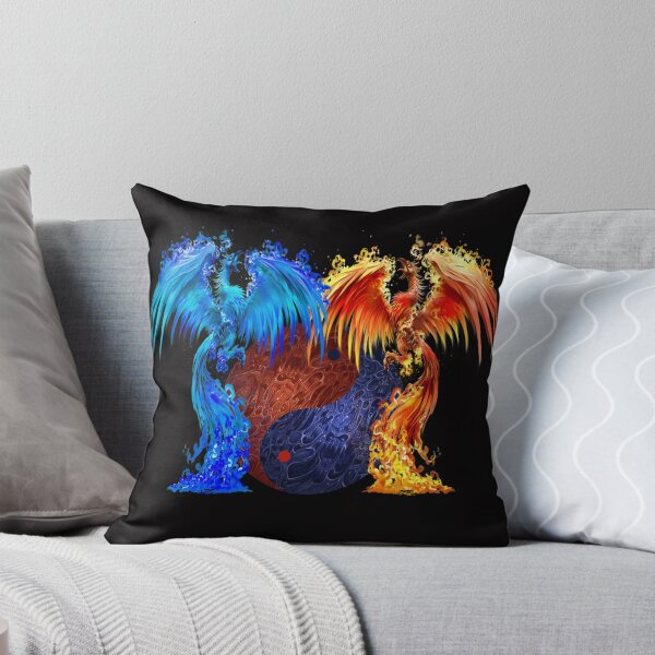 Item preview, Fantasy Fire And Ice Phoenix Red Blue Yin Yang designed and sold by Atteestude.