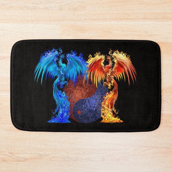 Item preview, Fantasy Fire And Ice Phoenix Red Blue Yin Yang designed and sold by Atteestude.