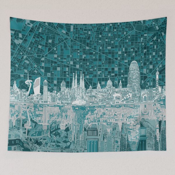 Item preview, barcelona skyline abstract designed and sold by BekimART2.