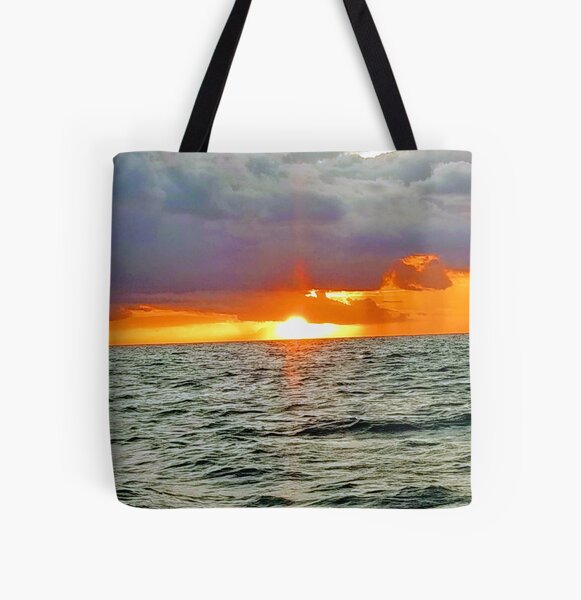 Ocean Sunset with Clouds Photo Design All Over Print Tote Bag