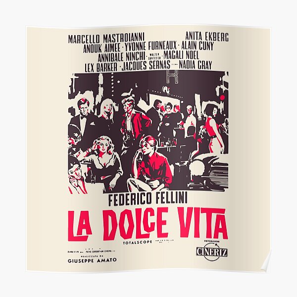 La Dolce Vita Film Poster T Shirt 60s Fellini Movie Anita Ekberg La Strada V520