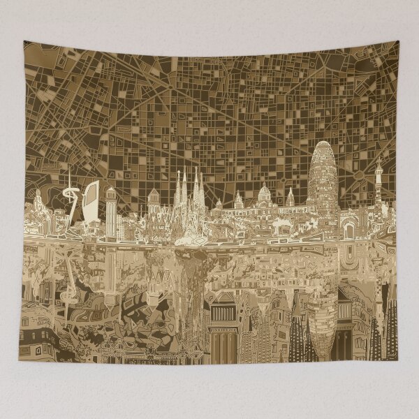 Item preview, barcelona skyline abstract designed and sold by BekimART2.