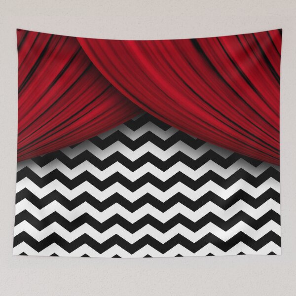 Item preview, Twin Peaks Red Curtains Black and White Chevron designed and sold by hailish.