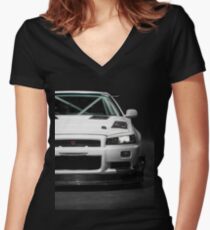 Mat Wootten's Nissan Skyline R34 GTT Women's Fitted V-Neck T-Shirt
