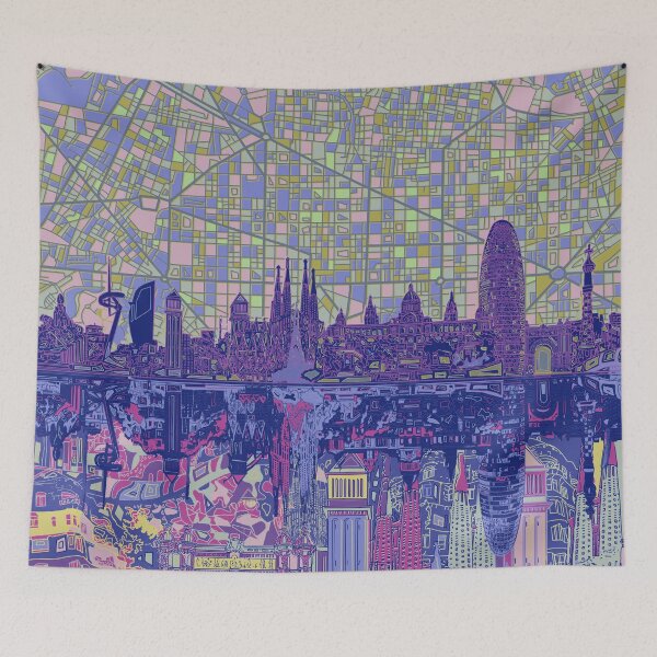 Item preview, barcelona skyline abstract designed and sold by BekimART2.