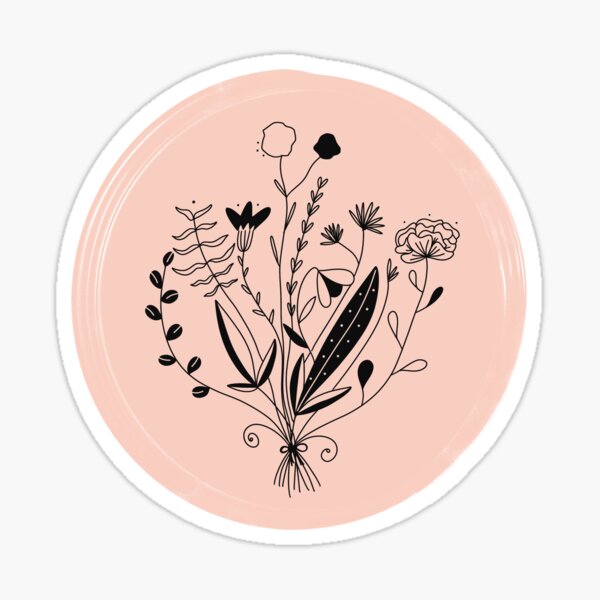 Pink Hand Drawn Florals Sticker