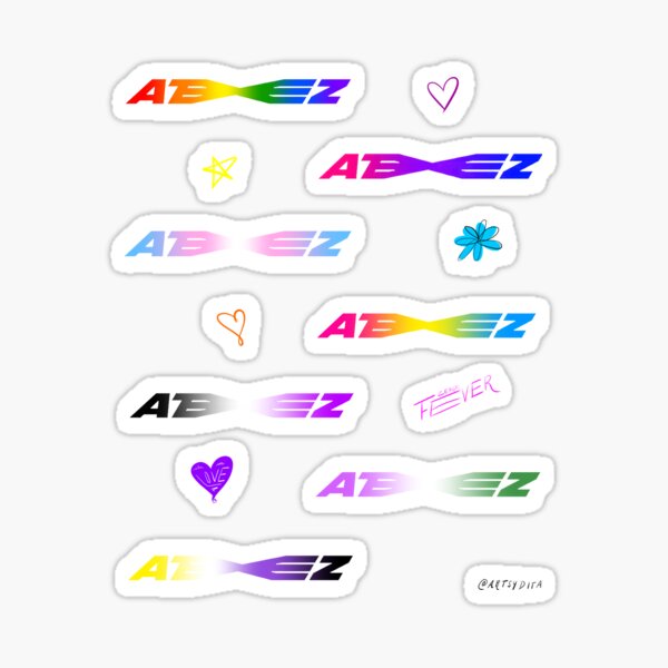 Item preview, LGBT+ Pride ATEEZ Logo Sticker Pack designed and sold by hwangeumsan.