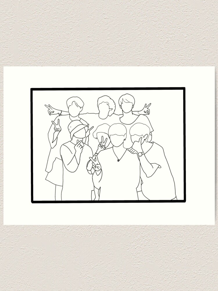 bts lineart art print for sale by suuuahhh redbubble