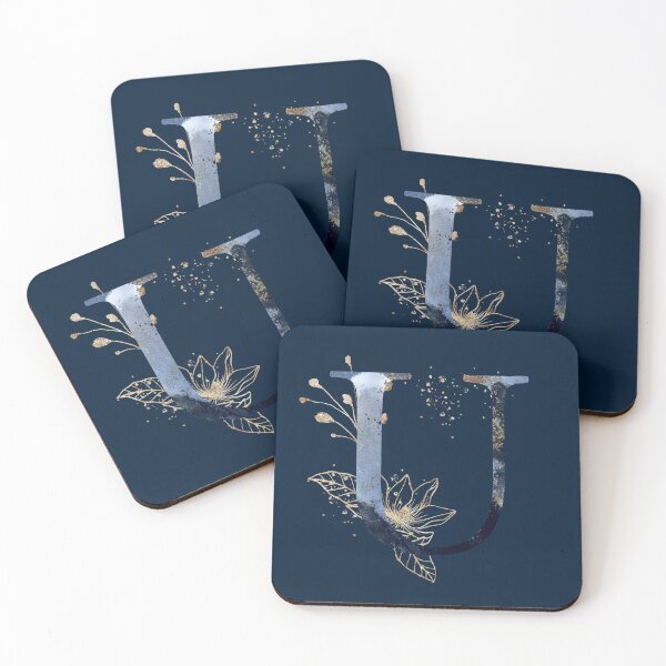 Item preview, Floral Initial Letter U, Monogram designed and sold by PinkLotusArt.