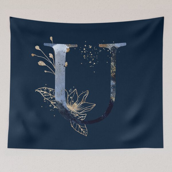 Item preview, Floral Initial Letter U, Monogram designed and sold by PinkLotusArt.