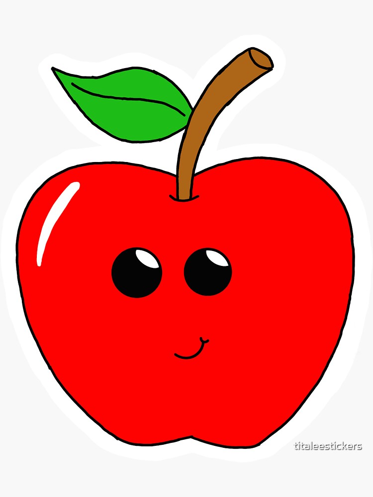 "Cartoon Apple Sticker" Sticker for Sale by titaleestickers Redbubble