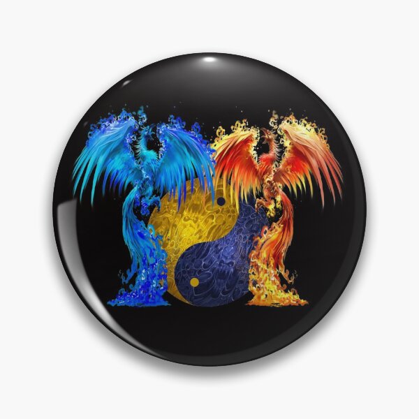 Item preview, Fantasy Fire And Ice Phoenix Yellow Blue Yin Yang designed and sold by Atteestude.