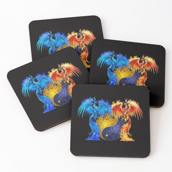 Item preview, Fantasy Fire And Ice Phoenix Yellow Blue Yin Yang designed and sold by Atteestude.