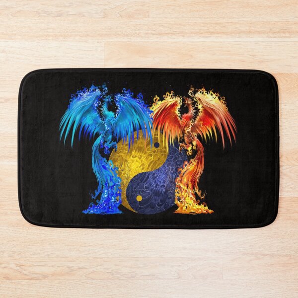 Item preview, Fantasy Fire And Ice Phoenix Yellow Blue Yin Yang designed and sold by Atteestude.
