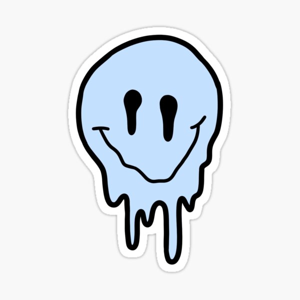 "pastel blue drippy smiley face " Sticker by zarapatel | Redbubble