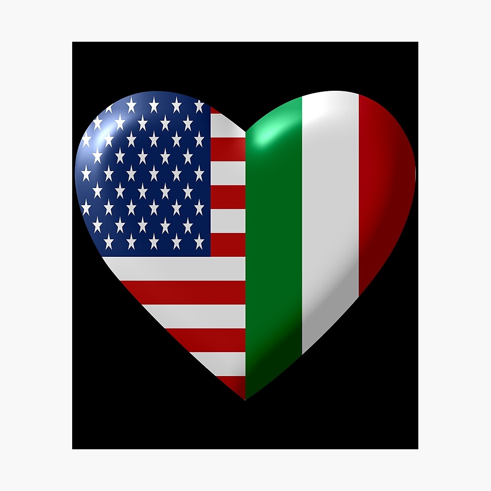 Stolzer Italienischer Amerikaner Italo Americano Herz Design Schwarzer Hintergrund Poster Von Gtrends2020 Redbubble