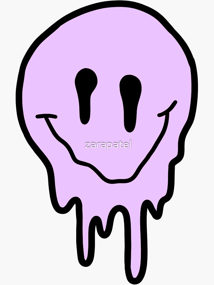 Pastel Purple Dripping Smiley Water Bottle