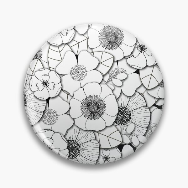 Item preview, Black and white flower composition pattern designed and sold by irisuniverse.