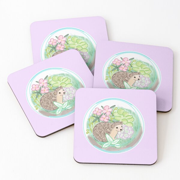 Item preview, Hedgehog in a succulent terrarium - lavender designed and sold by Artbyacat.