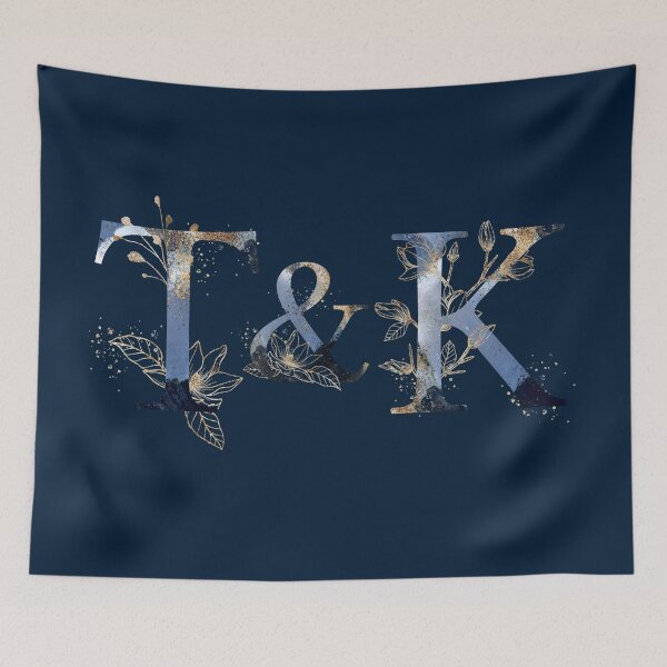 Item preview, Floral Initials T and K for a couple, Monogram Gifts designed and sold by PinkLotusArt.