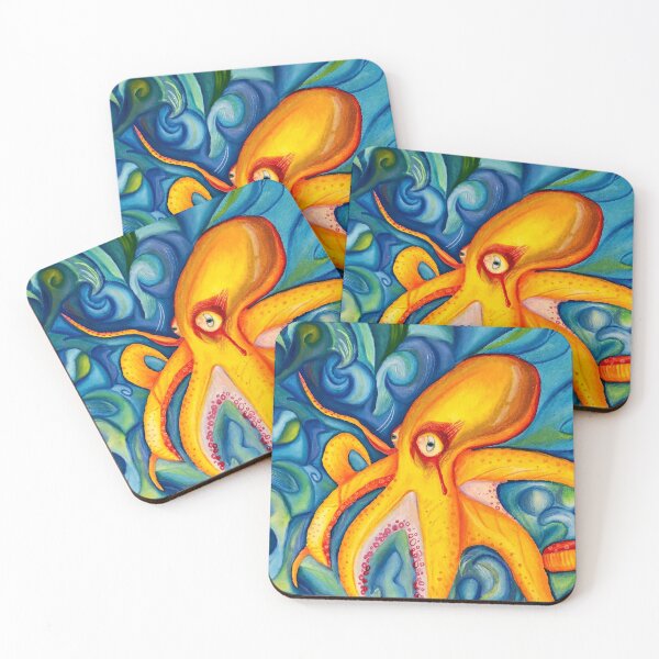 Abstract Trippy Octopus Coasters (Set of 4)