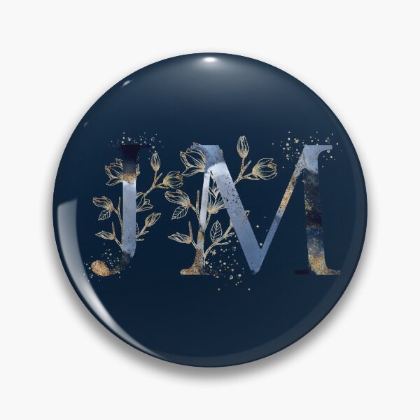 Item preview, Floral Initials JM, Blue and Gold Monogram designed and sold by PinkLotusArt.