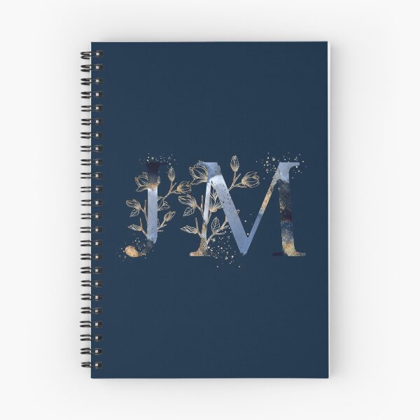 Item preview, Floral Initials JM, Blue and Gold Monogram designed and sold by PinkLotusArt.