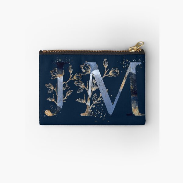 Item preview, Floral Initials JM, Blue and Gold Monogram designed and sold by PinkLotusArt.