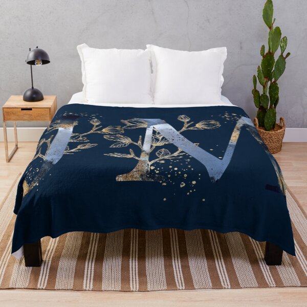 Item preview, Floral Initials JM, Blue and Gold Monogram designed and sold by PinkLotusArt.