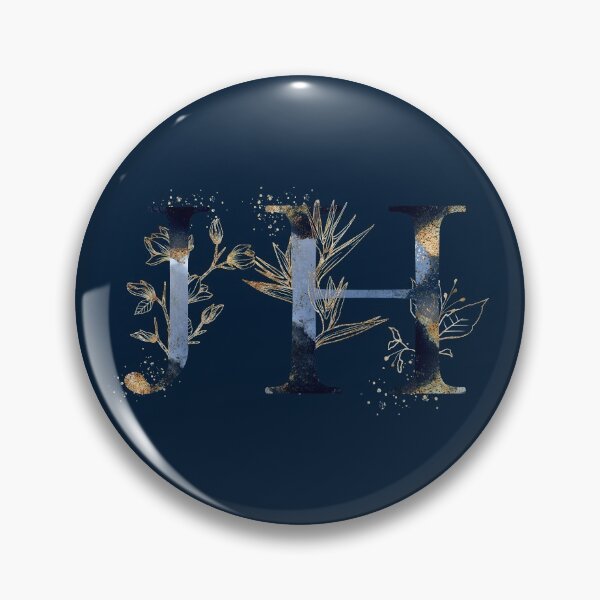 Item preview, Floral Initials JH, Blue and Gold Monogram designed and sold by PinkLotusArt.
