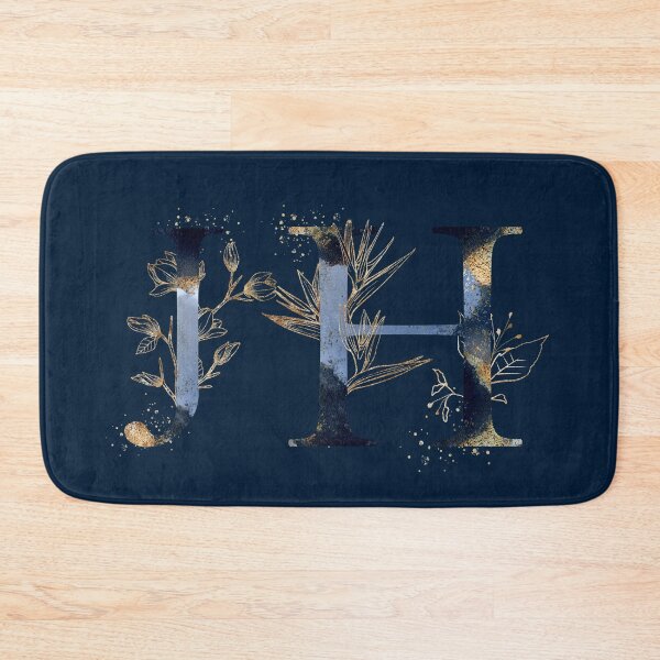 Item preview, Floral Initials JH, Blue and Gold Monogram designed and sold by PinkLotusArt.