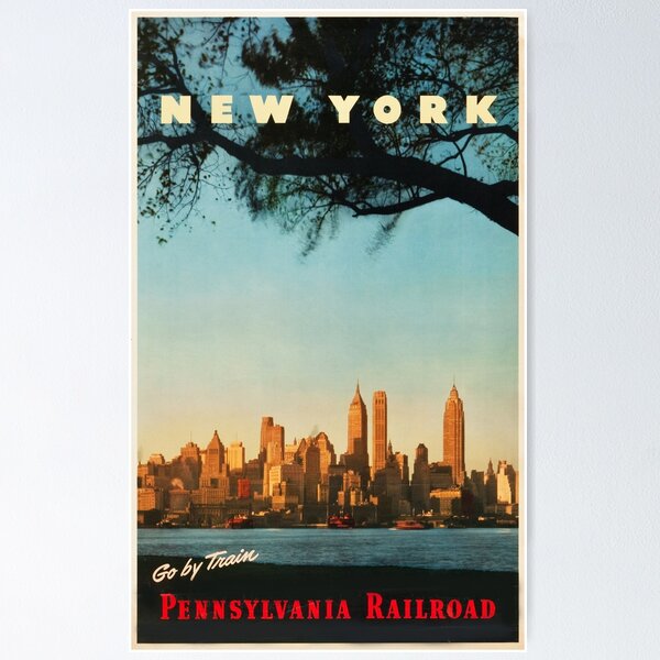 Item preview, Vintage Railroad Travel Poster - Pennsylvania Railroad Go By Train - New York, New York designed and sold by QuayTradingCo.