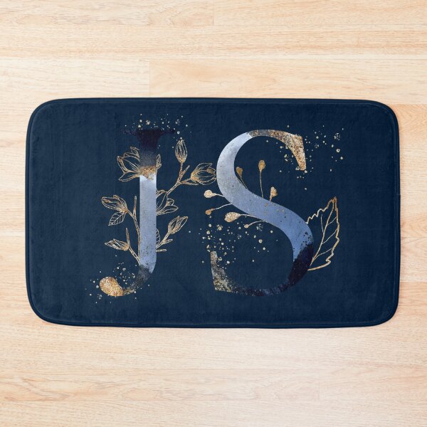 Item preview, Floral Initials JS, Blue and Gold Monogrammed designed and sold by PinkLotusArt.