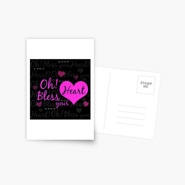 Oh Bless Your Heart Hot Pink Text Pattern Postcard