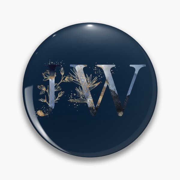 Item preview, Floral Initials JW, Blue and Gold Monogrammed designed and sold by PinkLotusArt.