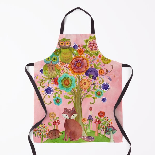 Item preview, Tree of life with owls, flowers, foxes on pink designed and sold by Sue Zipkin.