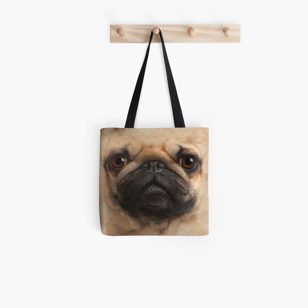 New Handmade Large Pugs Pug Toss Green Bkgd Dogs Pets Denim Tote Bag