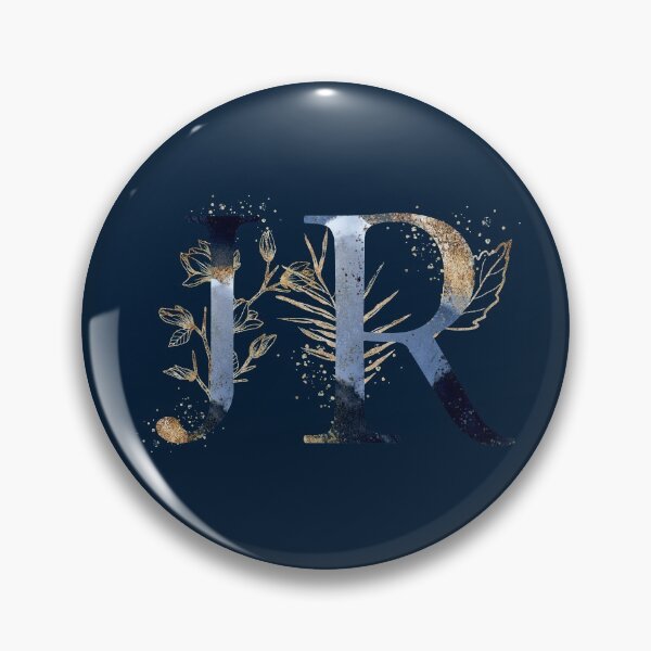 Item preview, Floral Initials JR, Blue and Gold Monogram designed and sold by PinkLotusArt.