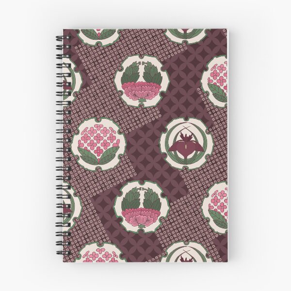 Item preview, Traditional Japanese Floral Shippou Summer Flower Crest Pattern with Hydrangea, Iris, and Peony in Deep Purple designed and sold by Charredsky.