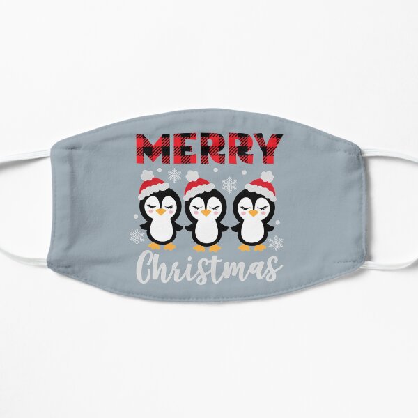 Cute Merry Christmas Penguins Flat Mask