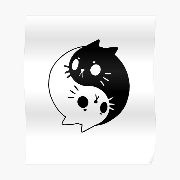 Posters Sur Le Theme Yin Yang Chat Redbubble