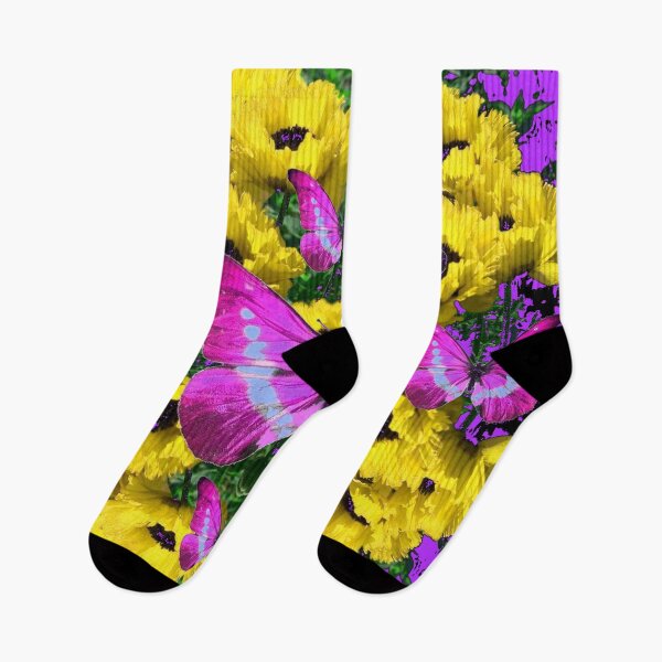 Item preview, PURPLE BUTTERFLIES & YELLOW POPPY FLOWERS designed and sold by sharlesart.