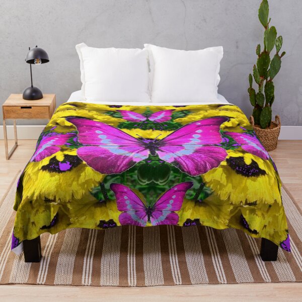 Item preview, PURPLE BUTTERFLIES & YELLOW POPPY FLOWERS designed and sold by sharlesart.