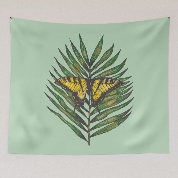 Item preview, Green tropical leaf with butterfly designed and sold by susserain.