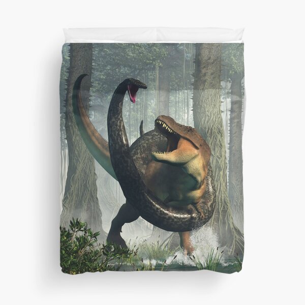 T-Rex vs Titanoboa Duvet Cover